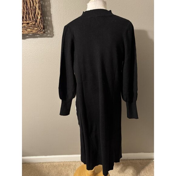 Fashion To Figure Black Cutout Ribbed Pullover Duster Sweater Plus Size 1 NWT - Picture 4 of 14